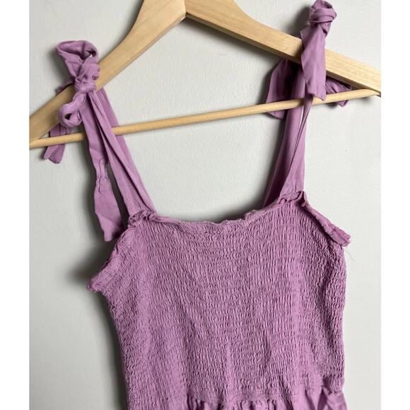 Zesica Purple Smocked Maxi Dress Tie Shoulder Sleeveless Summer Boho Size Large - Picture 3 of 7